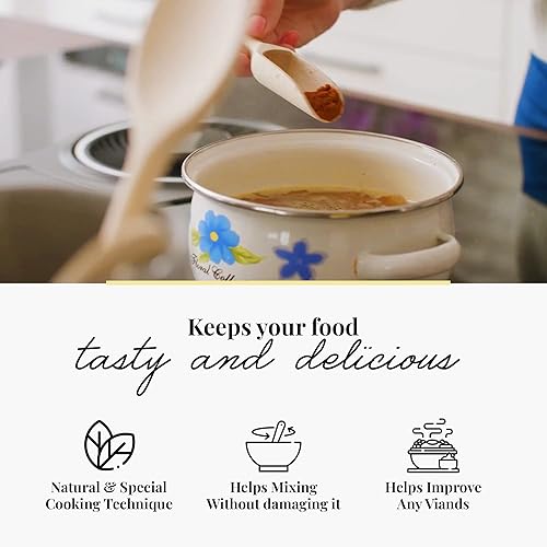 Miniatura 7 de Tuuli Juego de utensilios de cocina de 15 piezas, cucharas de madera de haya maciza especialmente diseñadas, espátula de madera, ablandador y