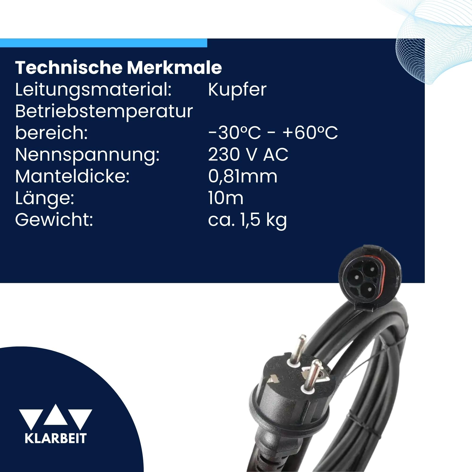 DEYE LY01 auf Schuko - Balkonkraftwerk Kabel AC Kabel mit Deye Ly01 Buchse auf Schuko Stecker(IP54) Verlängerung Adapter geeignet für Mikrowechselrichter 10 Meter