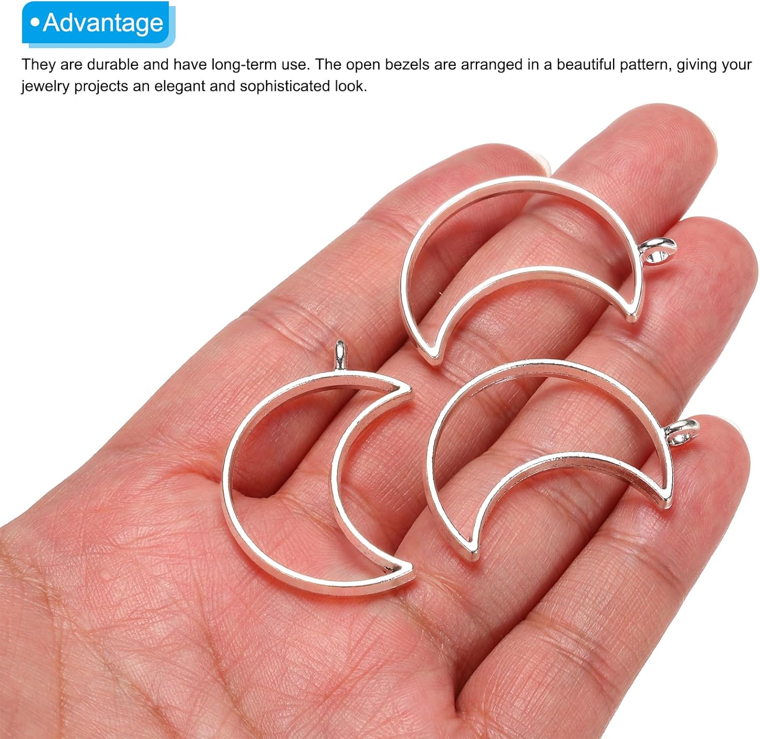 PATIKIL 40pcs Open Bezels, Resin Bezels Pendants Moon Open Back Bezels Alloy Frame Bulk for Resin Jewelry Making Earrings - Image 3
