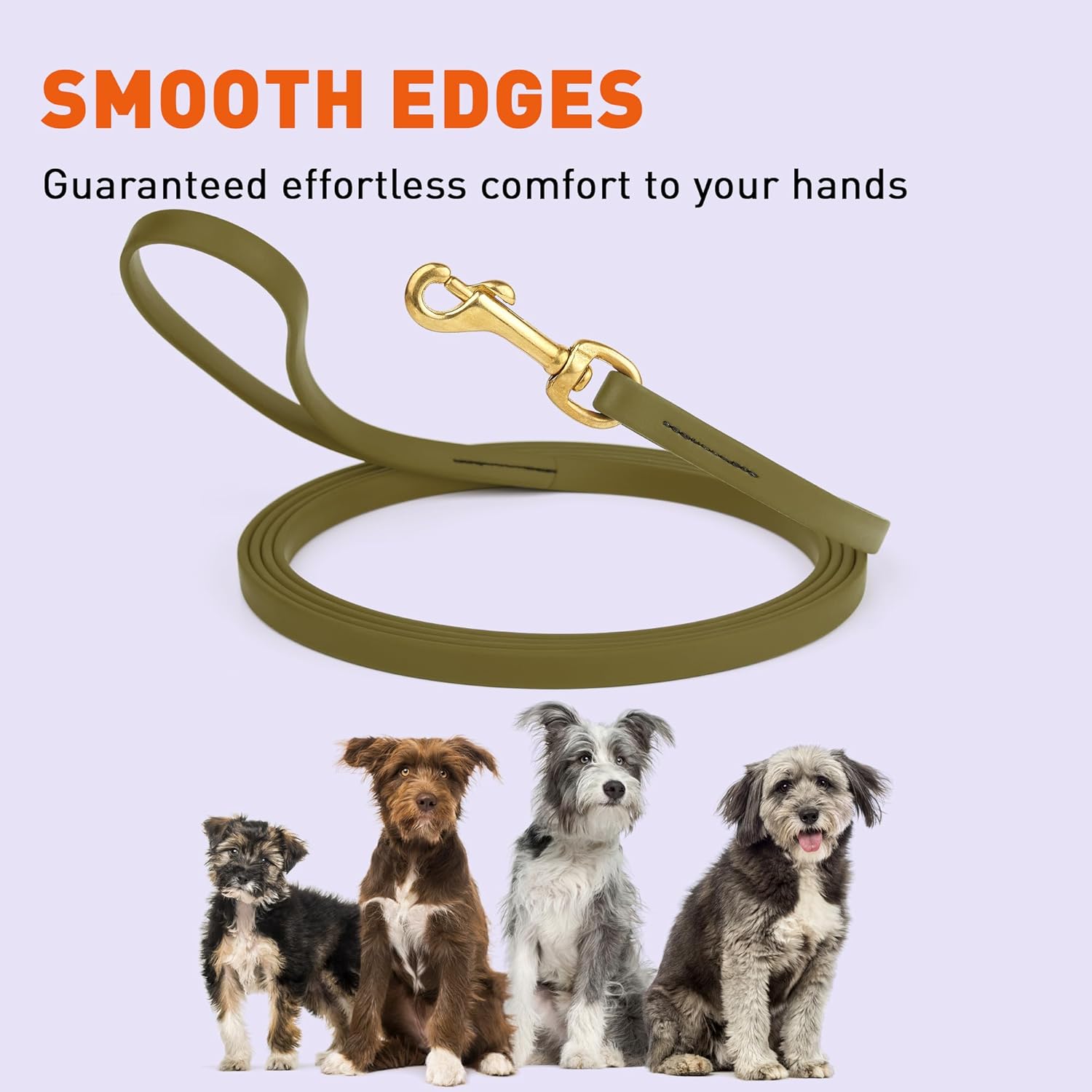 Viper Biothane K9 Working Dog Leash Waterproof Lead for Tracking Training Schutzhund Odor-Proof Long Line with Solid Brass Snap for Puppy Medium and Large Dogs, 15ft Olive Drab Green
