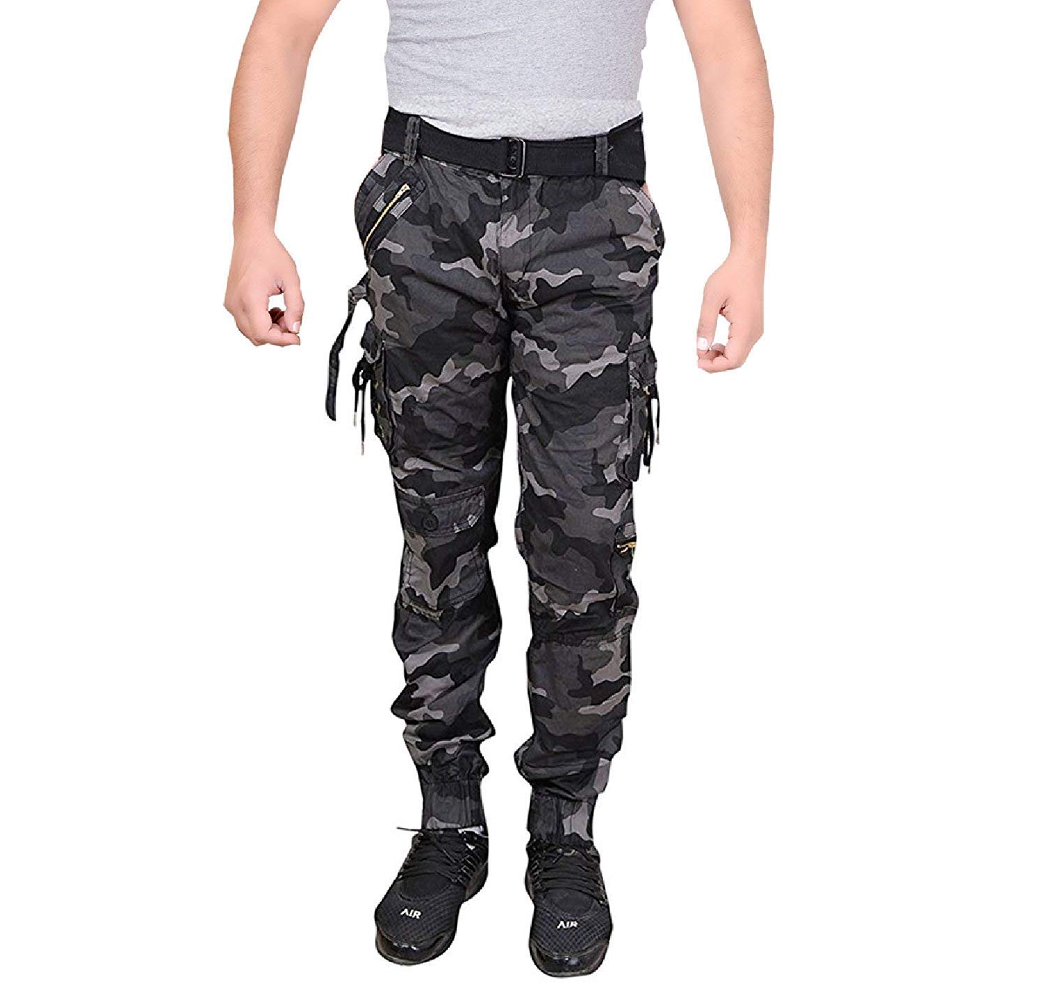 v3e Men's Cotton Army Relaxed Fit Zipper Slim fit Cargo 8 Pocket Jogger Pants-picture-22