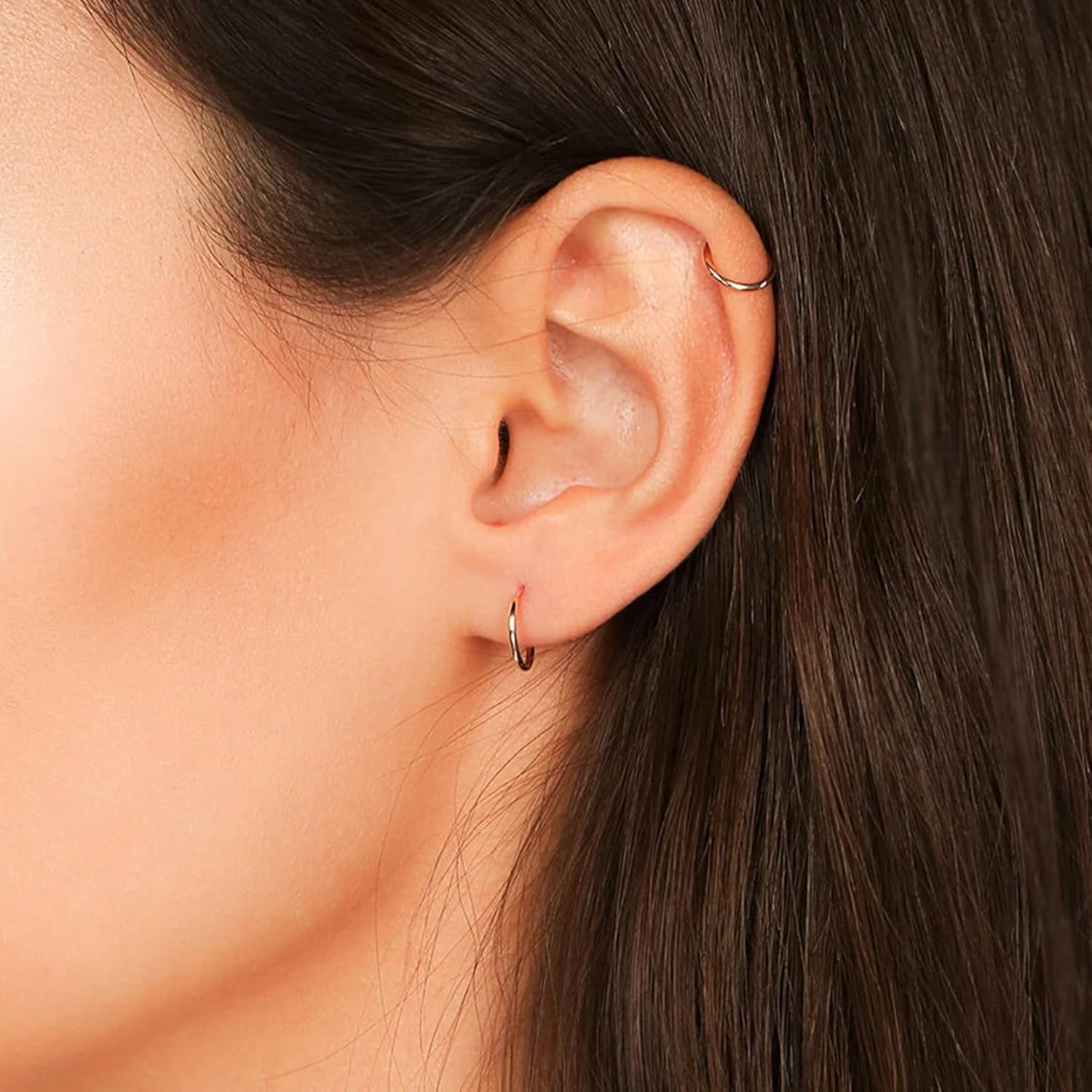 Silver Hoop Earrings- Cartilage Earring Small Hoop Earrings for Women Men,4 Pairs of Hypoallergenic 925 Sterling Silver Tragus Earrings - Image 9