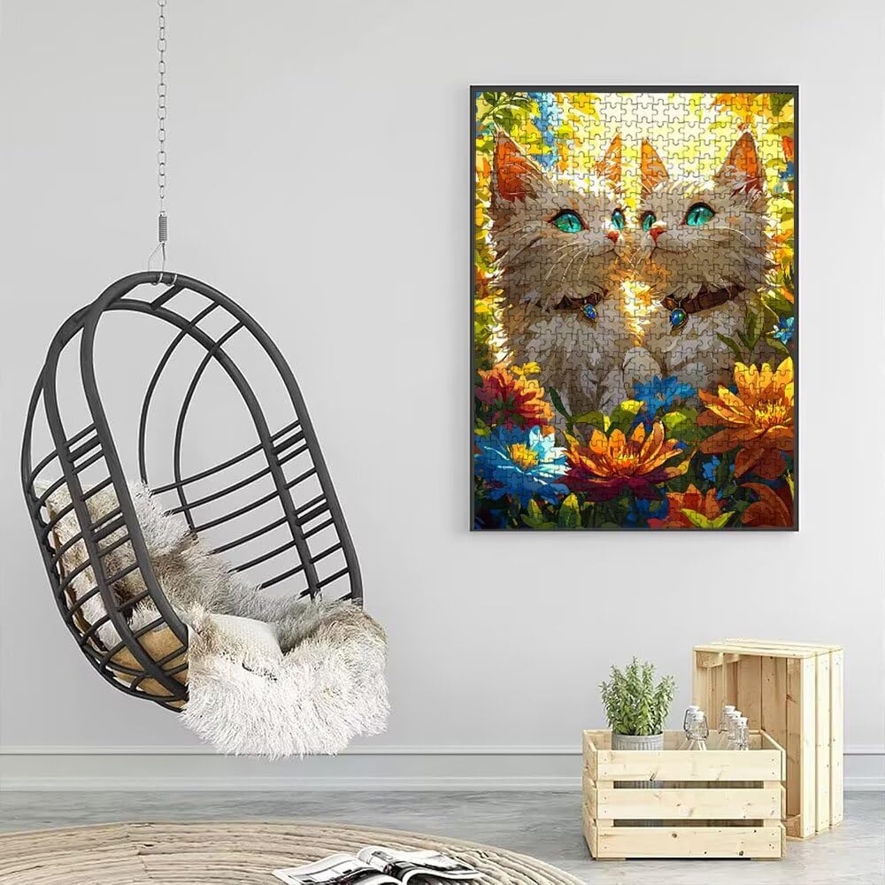 Zwillinge Katzen Puzzle 2000 Teile, Klassische Puzzles, Geschicklichkeitsspiel Puzzle für Erwachsene, Puzzlespiele für Die Ganze Familie, Mit Schöner Verpackung, Dekoration Puzzles DX0YL3-854