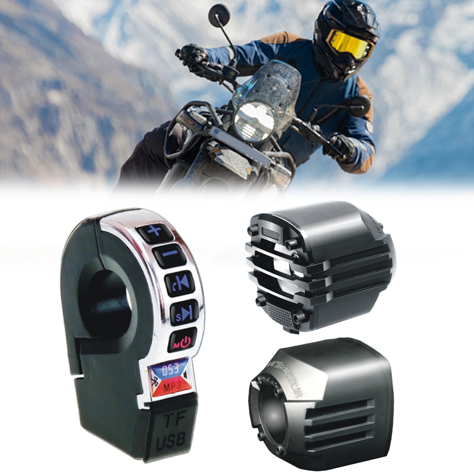 Altoparlanti per moto - senza fili inclusa ricarica telefono - Stereo impermeabile per moto - Per scooter auto bici e adulti