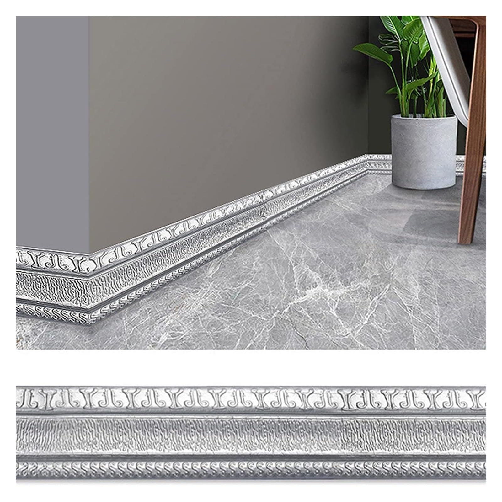 Yxinaer A Dado Rail Self Dhesive Foam Wall Edge Strip Stickers Self-Dhesive Waterproof Baseboard Corner Waist Line Sticker Wallpaper Border Decor(A)
