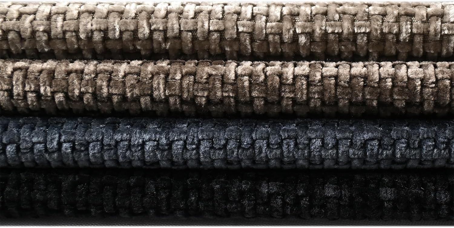 Neutral Set of 4 16x16 Inch Chenille Throw Pillow Covers, Soft Decorative Couch Pillow Covers, Solid Square Cushion Cases for Sofa Bed Living Room Home Decor (Light Brown, Brown, Navy, Black)