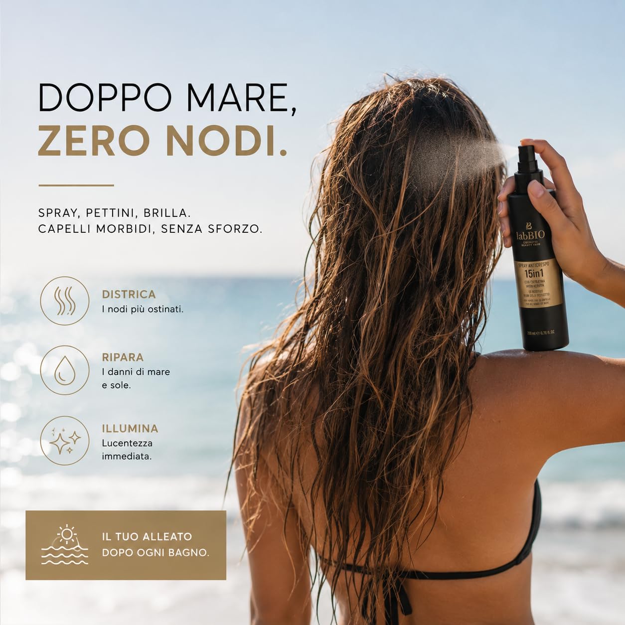 Spray Anticrespo senza risciacquo con keratin 200ml,Districante e Riparatore per Capelli Danneggiati, Protezione Calore, Ideale Dopo Mare e Sole e Anti Umidità, Effetto Lucido e Setoso