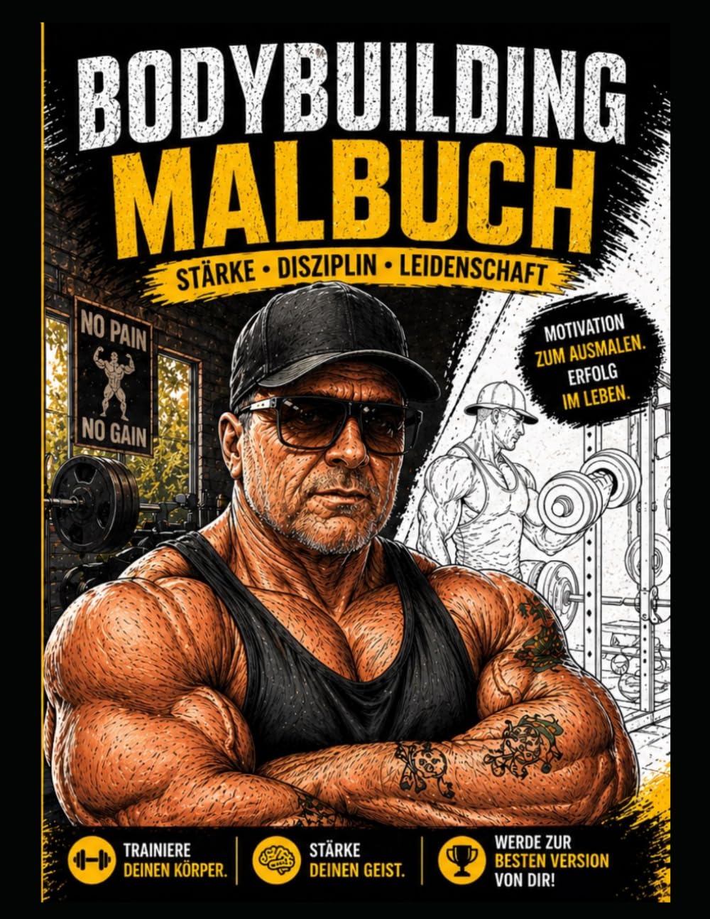 Muskel Malbuch für Erwachsene: Lustige Bodybuilding & Fitness Ausmalbilder – Gym Humor, Übertriebene Muskeln, Kraftsport & Spaß Bilder