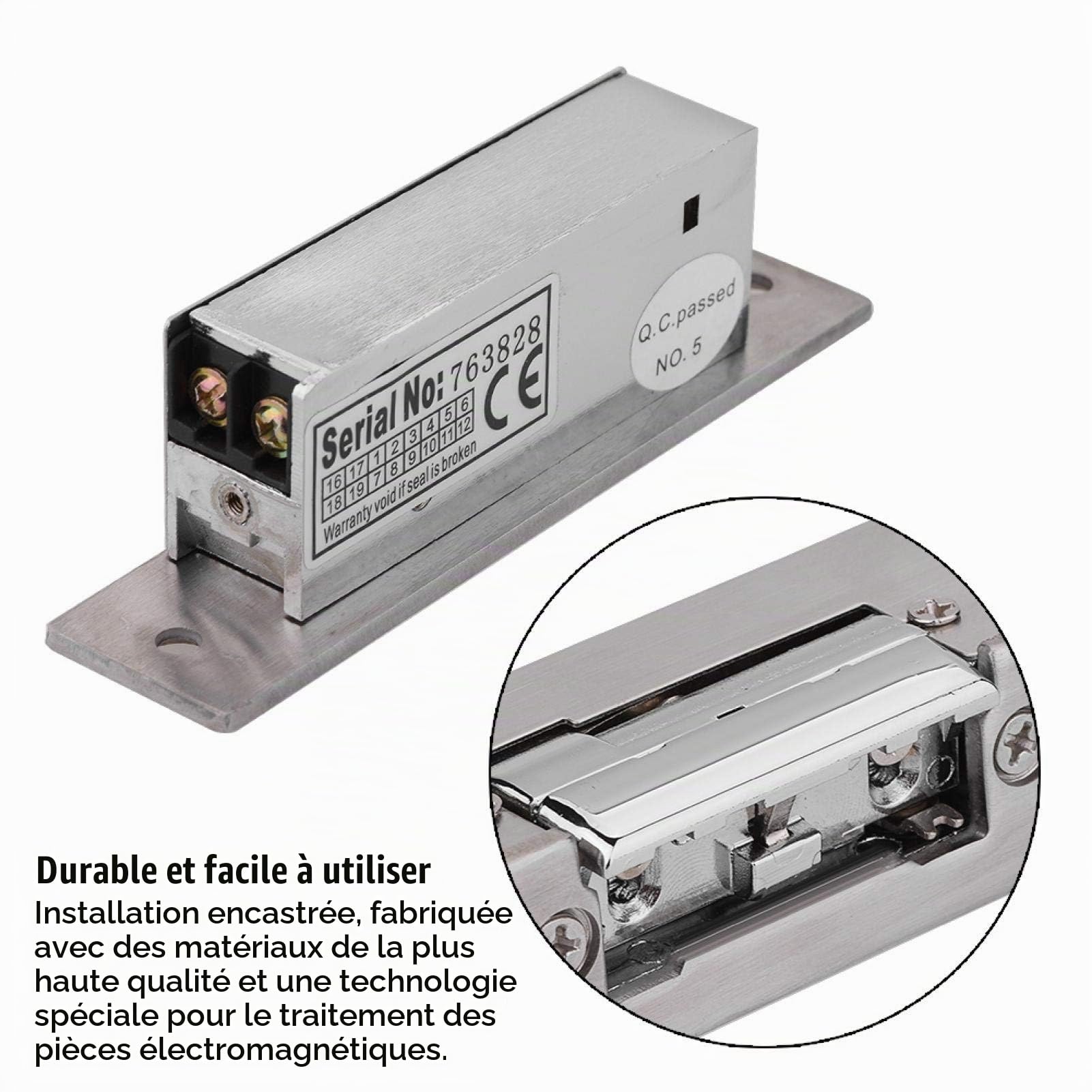 Serrure à gâche électrique, serrure électronique haute résistance montée à mortaise, réglable pour portes en acier inoxydable, immeuble de bureaux à portes en bois