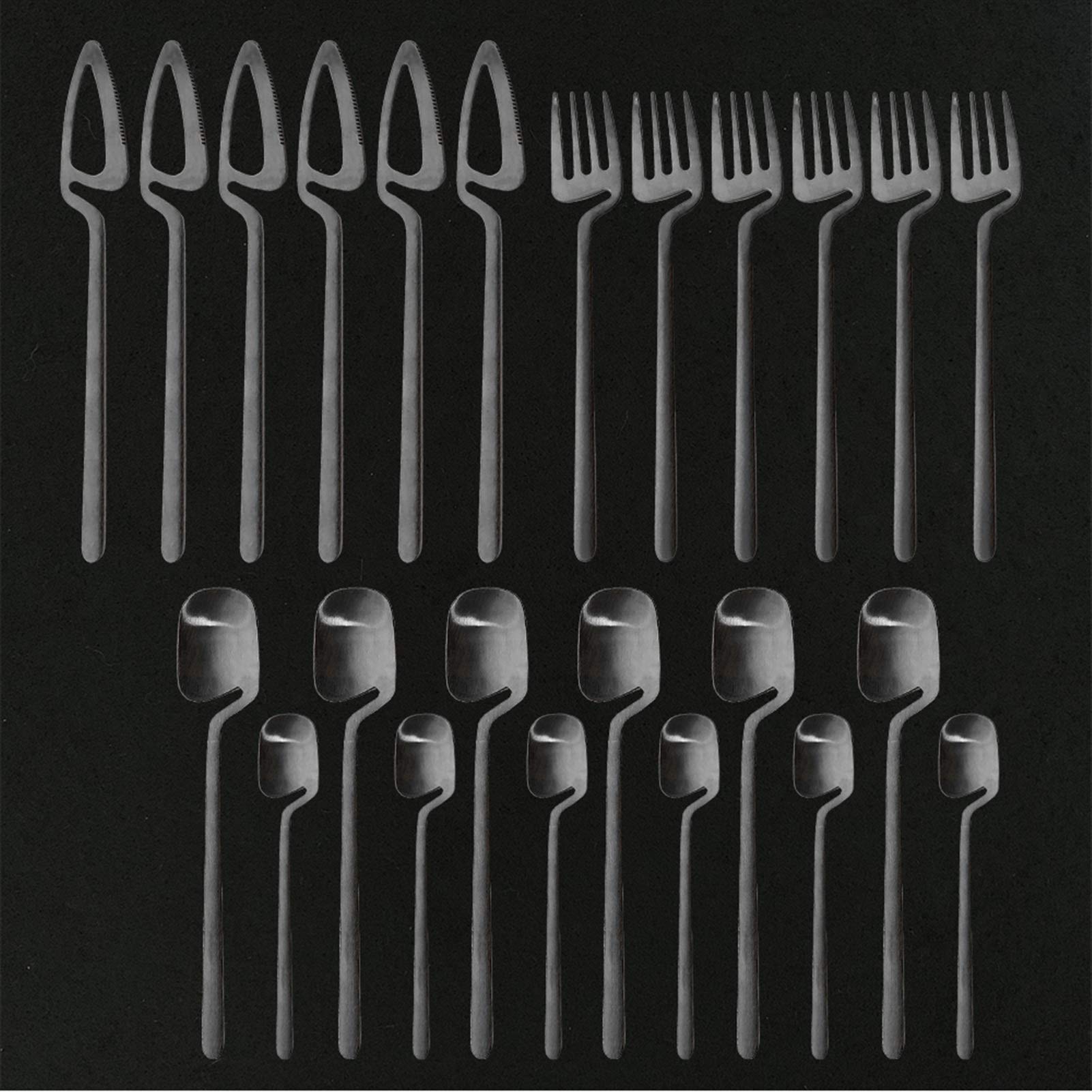 24 stücke Schwarz Matte Besteck Set 304 Edelstahl Geschirr Set Messer Gabel Spoon Abendessen Set Küche Wohnwaren Geschirr Set essgeschirr (Color : Rose)