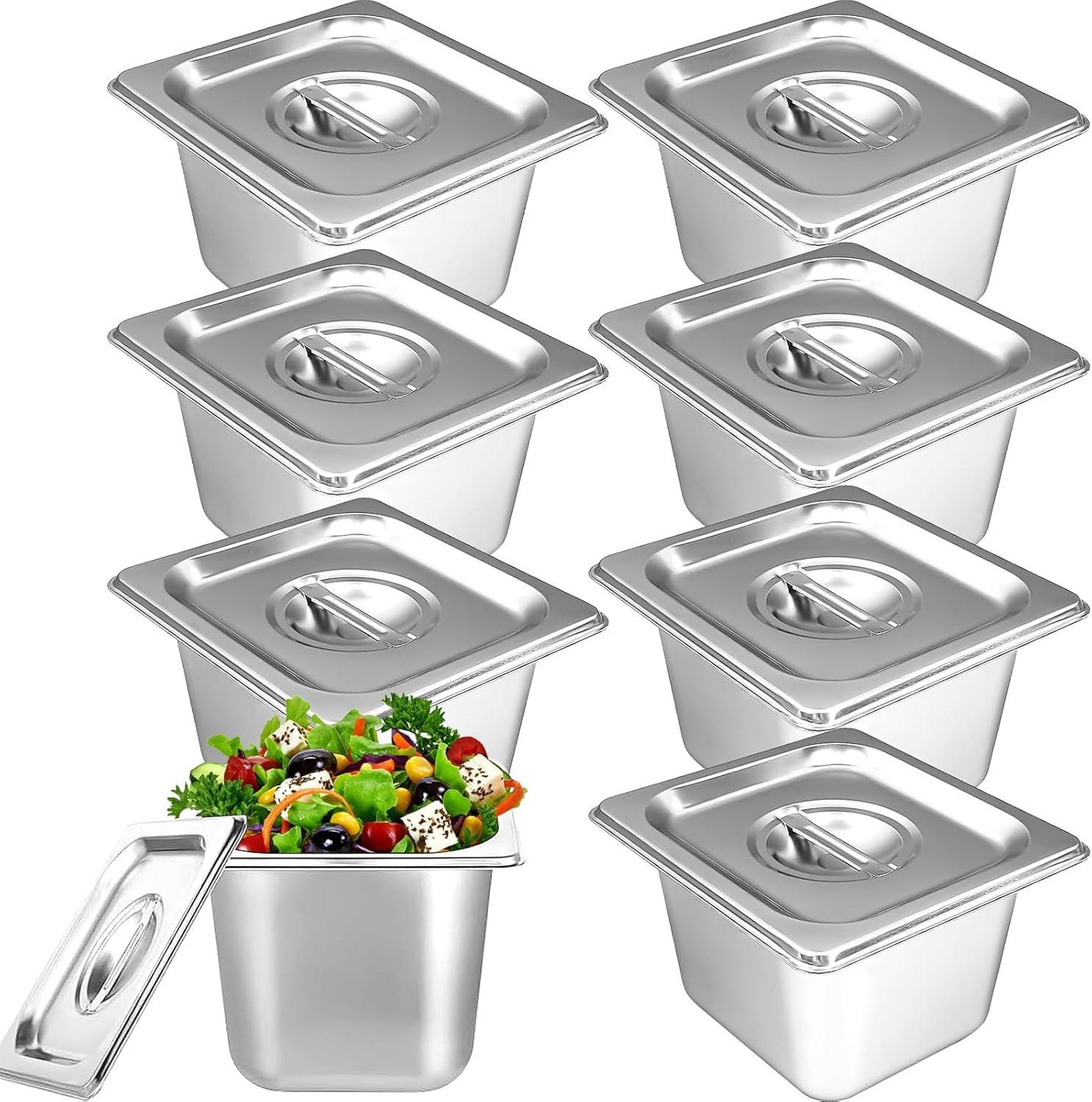 Set di impanatura in acciaio inox, 8 pezzi, con coperchio, 18 × 16,5 × 11panierset per braciole, costolette di pesce e cotolette di pollo, ideale per rivestire e servire cibi