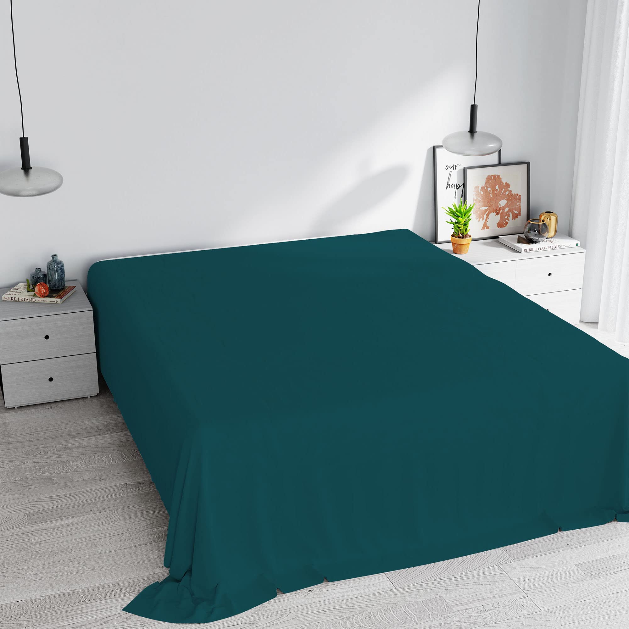 Drap supérieur Vert Pétrole Max Color Maxi Double en coton