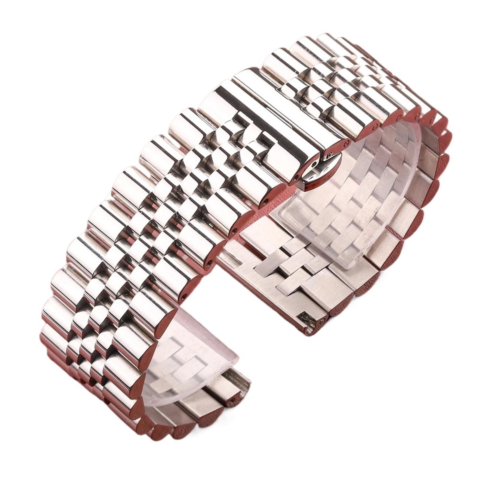 yingyingjia Pasek Do Zegarka Ze Stali Nierdzewnej Bransoleta Z Polerowanego Metalu W Kolorze Srebrnym Zapięcie Na Dwa Guziki I Motylkową Klamrę Paski Do Zegarków 16 Mm Do 22 Mm