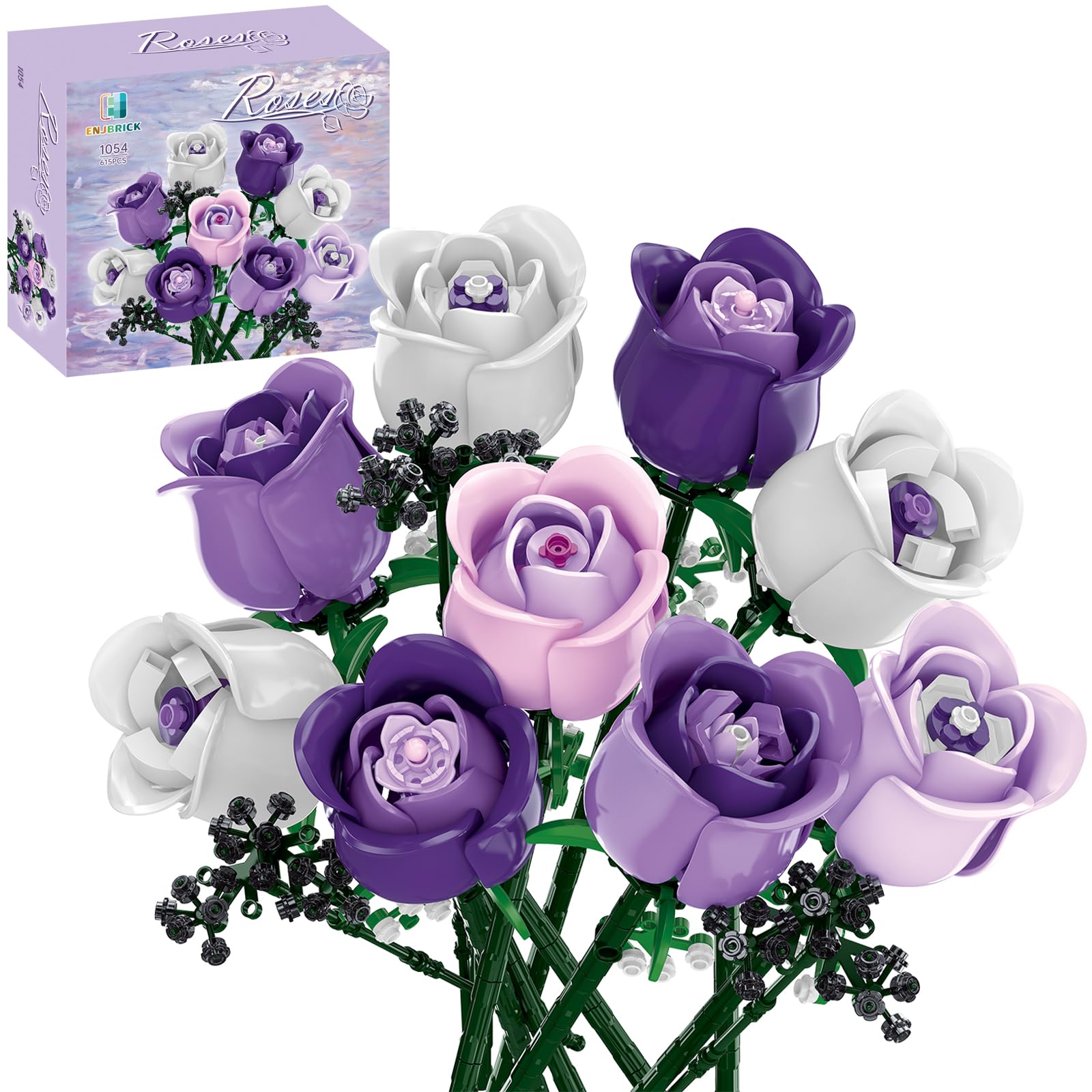 Blumen Rosenstrauß Klemmbausteine für Erwachsene | Botanische Kollektion, Geschenk für Frauen zum Geburtstag oder Jahrestag, Ästhetische Raumdeko