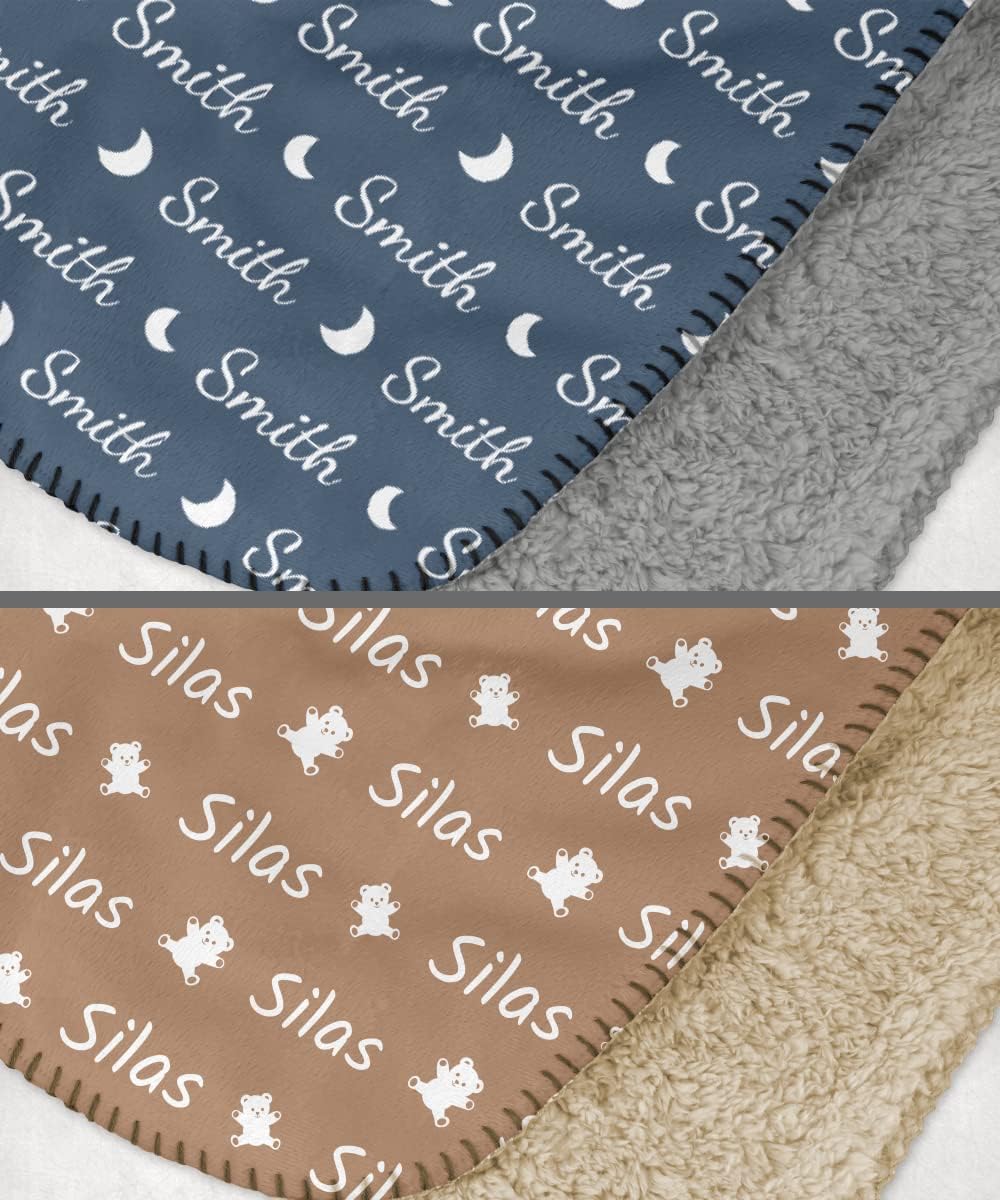 Personalized Sherpa Blankets for Babies, Toddlers, Kids, Adults with Name - 36 Colors, 36 Icon Options - Customize Your Unique Blanket