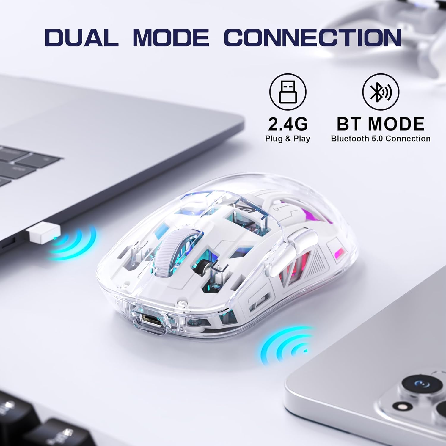 FREEWOLF A2 mouse connected via 2.4G wireless dongle