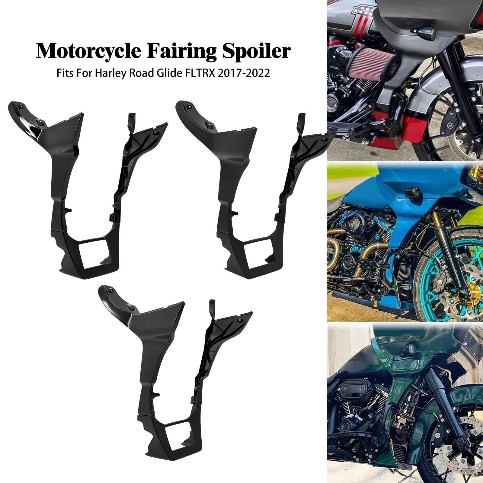 Dekoracja motocykl Front Lip Splitter Pasuje do Harley Touring CVO Road Glide Special FLTRU FLTRK FLTRX FLTRXS 2017-2024 Motocykl Owiewka Spojlery Pokrywa(Fairings Spoilers A)