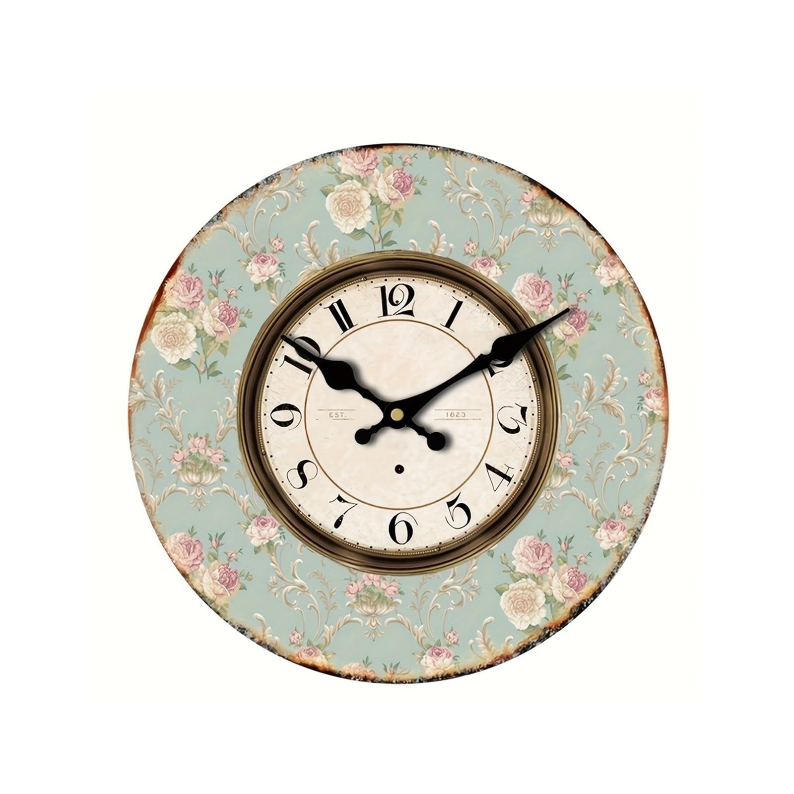 J9V4G6S3B5 Analogue Wall Clock Round Wall Clock For Home Decor Living Room Rustic Retro AA Battery (not Included) for Room Decoration(30cm)