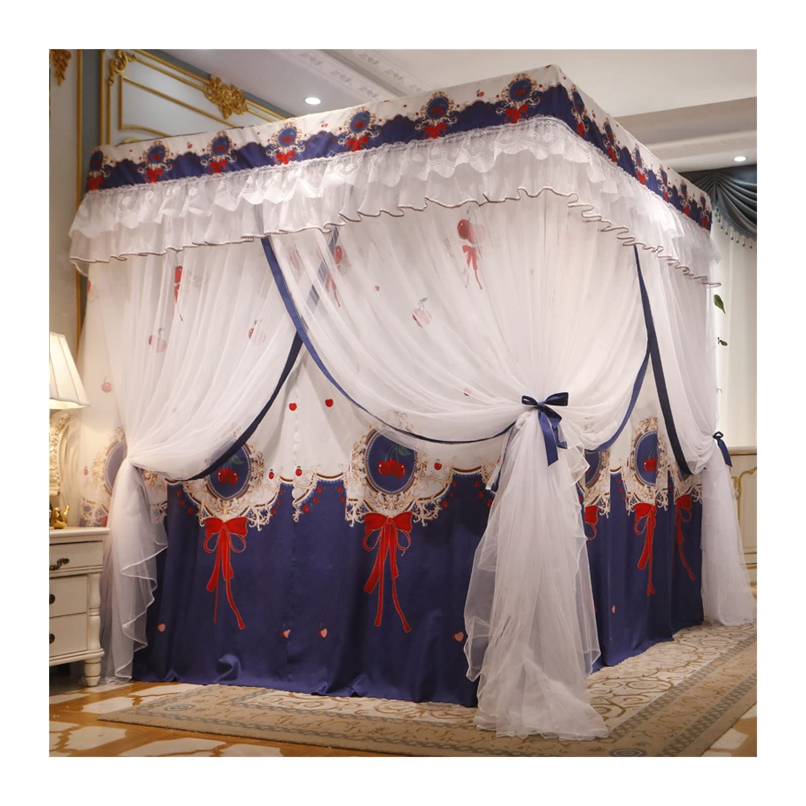 Baldacchino per Letto con zanzariera, Lussuosa zanzariera Oscurante, Supporto in Acciaio Inossidabile, Tenda da Letto Multicolore 150x200x200 cm