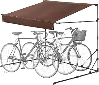 FIELDOOR 自転車置き場 サイクルポート 自転車 テント 自転車小屋 収納 屋根 サイクルガレージ 折りたたみ 庇 家庭用 高耐候 UVカット 耐水 400D カバー 雨よけ 日よけ 駐輪場 庭 バイク サイクルパーキング おしゃれ 屋外 簡単 [3台用] [ダークブラウン]