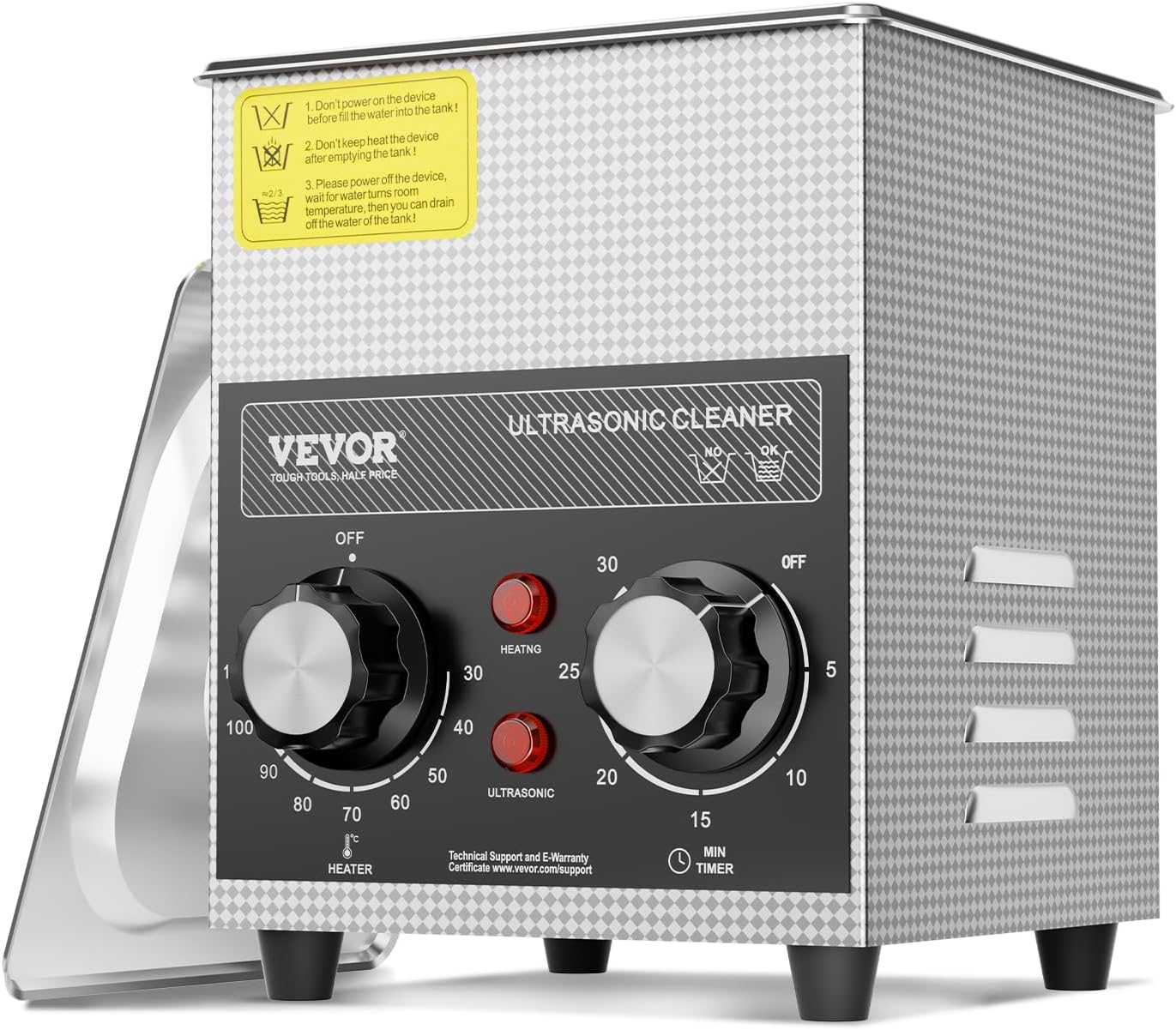 VEVOR 2L Ultrasonic Cleaner with Heater Timer & Basket, Professional Digital Sonic Cavitation Machine, 60W Cleaning Machine for Watch Instruments, Glasses, Coin, Metal Parts, Tool