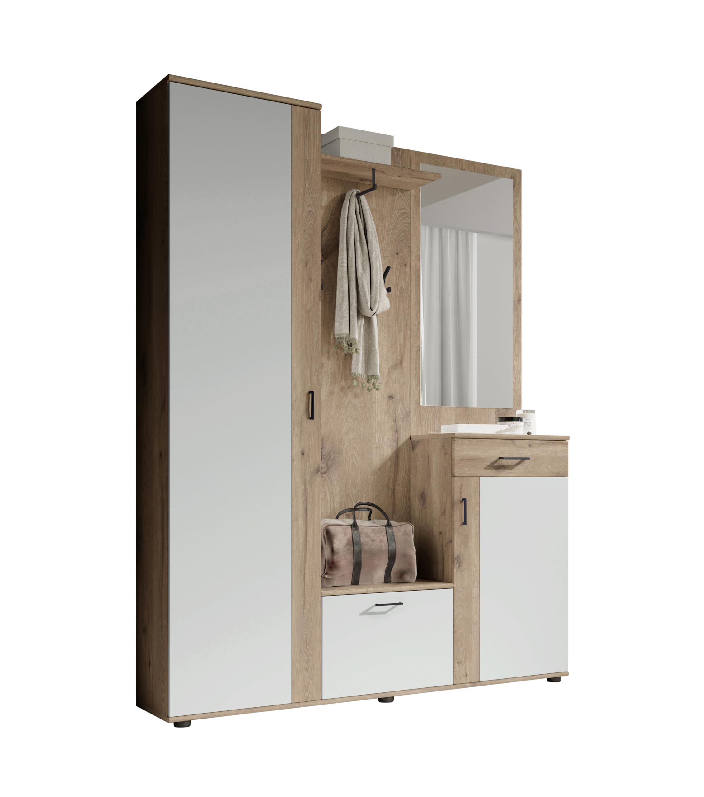 AVANTI TRENDSTORE - Pit - Armadio da ingresso in legno laminato con specchio incluso, disponibile in tre colorazioni. Dimensioni: LAP 145x188x30 cm