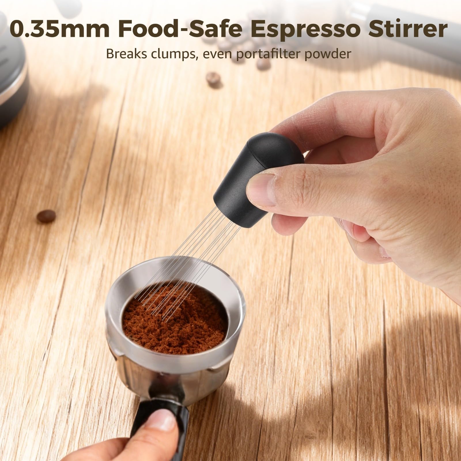 Kit di accessori per caffè espresso, distributore di caffè a doppia testa, strumento WDT a 12 pin, imbuto dosatore da 51 mm, set pressino per caffè espresso per amanti del caffè e baristi