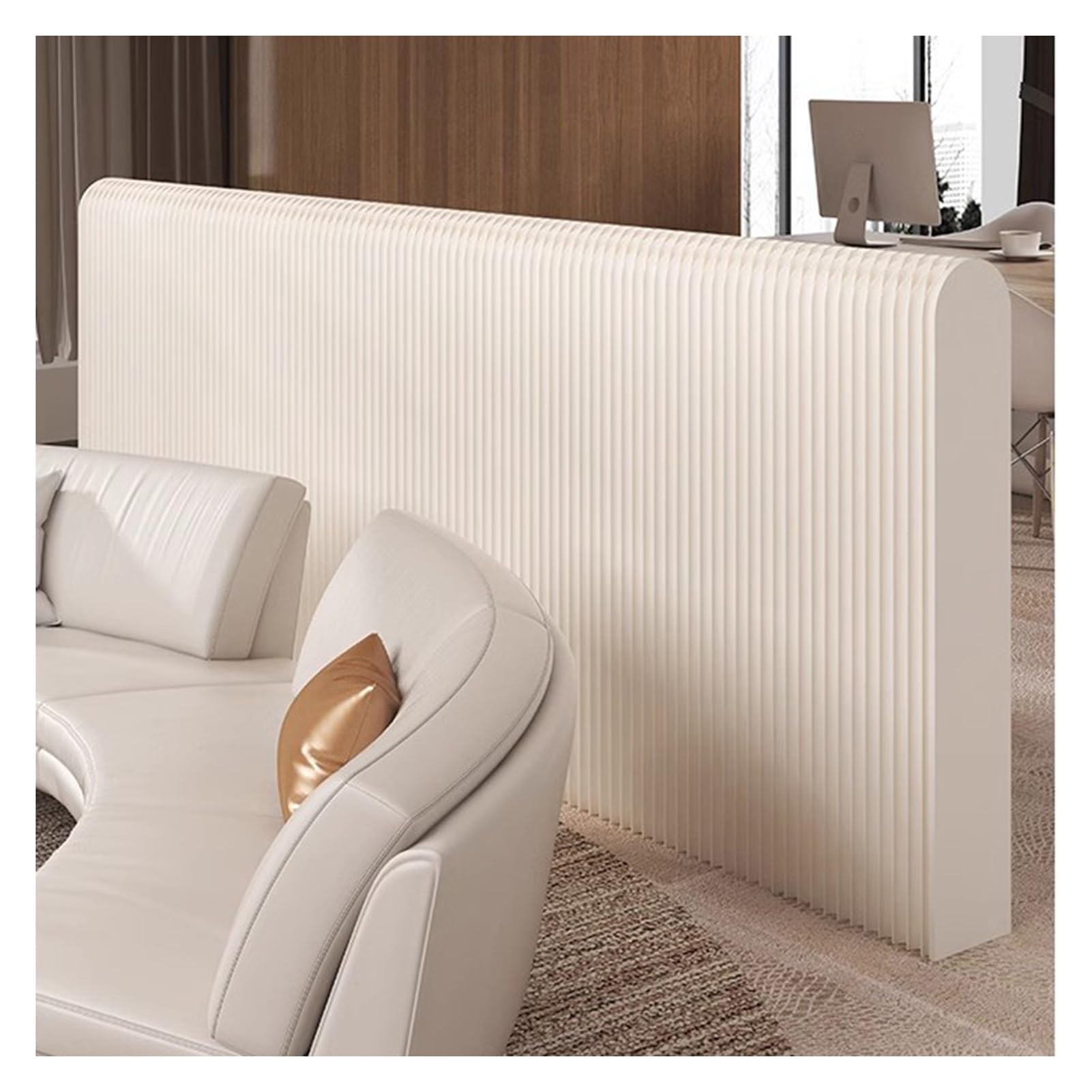 Rideaux de séparation de pièce, cloison Murale en Papier, Panneau de confidentialité Pliable pour la Maison et Le Bureau, rétractable et réglable pour la séparation, Blanc (200 x 9