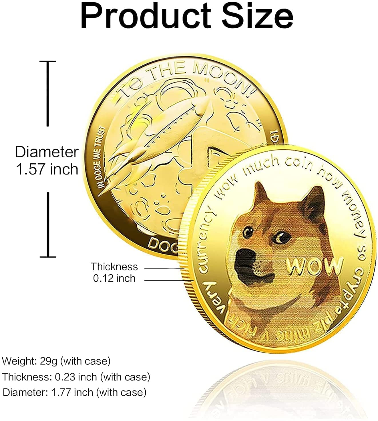 Dogecoin Commemorative Coin - Limited Edition Gold Plated Collectible With  Case Dogecoin Coin