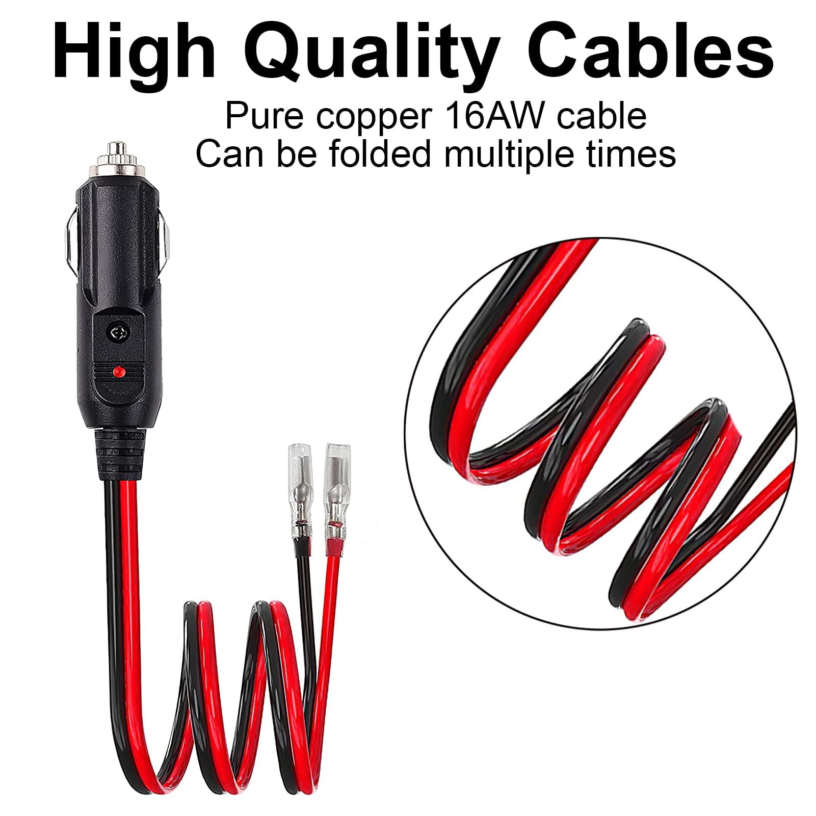 2Pz Encendedor de Cigarrillos Plug, Cable Conector Macho para Mechero de Coche de 12V-24V Enchufe de Mechero con Fusible Enchufe del Encendedor para Refrigeradores de Camiones, Reproductores de DVD