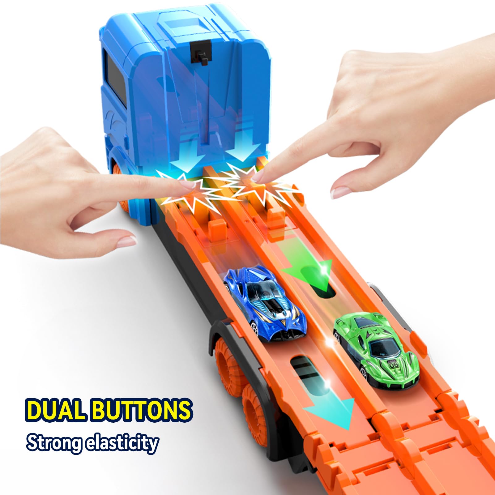 Qivange Transport Truck Toy for 3 4 5 6 7 Year Old Boys Gifts, Portable Truck Toy with 12 Race Car - Image 4