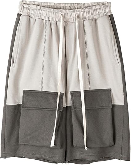 Vintage Cargo-Shorts Urban Streetwear Cargo Sweat Shorts Men Patchwork