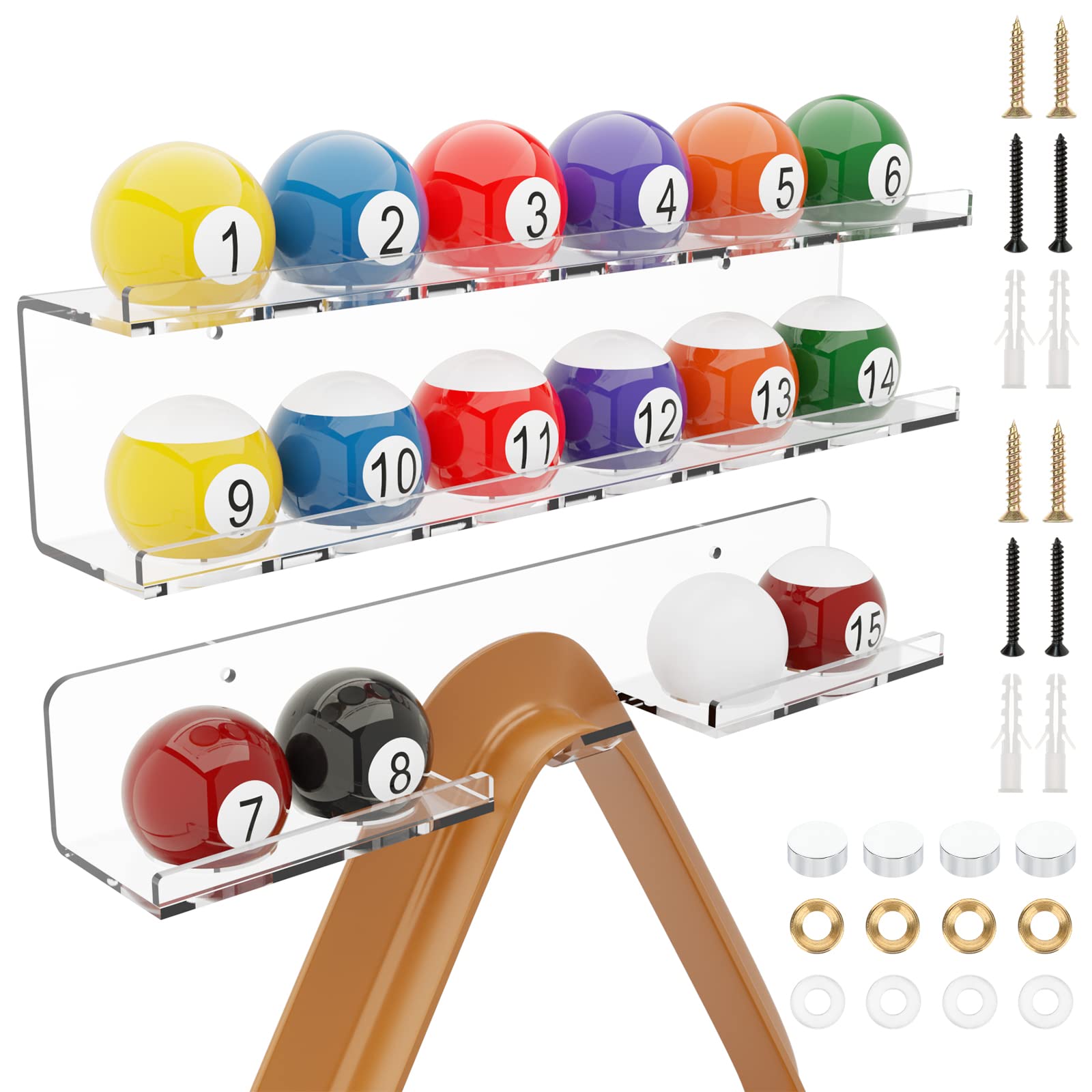 Étagère pour 16 boules de billard en acrylique premium haute transparence