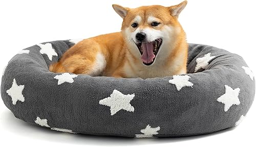 Mora Pets Donut - Cama redonda para perros de tamaño mediano, con funda extraíble lavable, bonita cama para mascotas calmante y esponjosa con forma