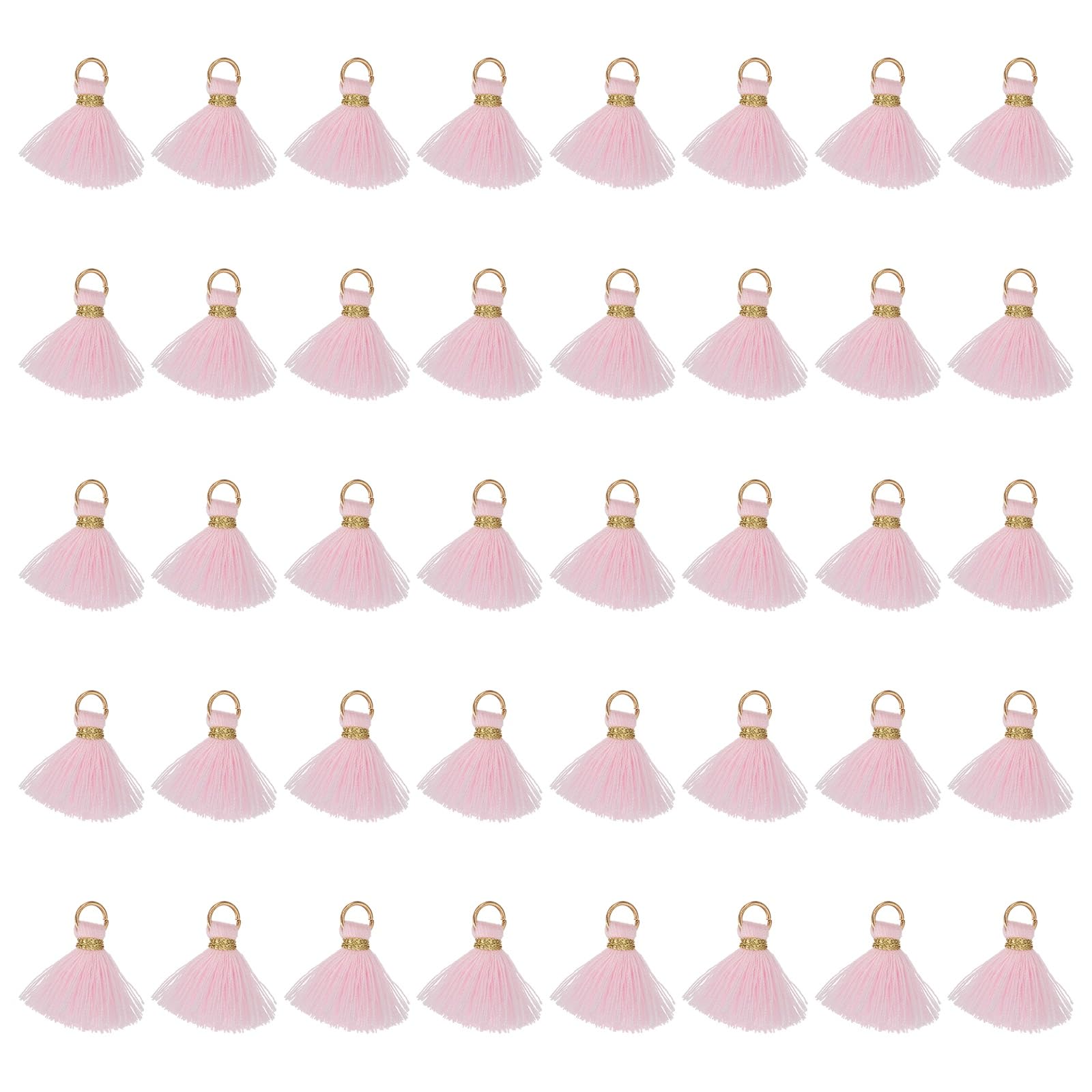 Borlas para manualidades de hilo de algodón rosa claro mini colgantes con flecos 50 unidades