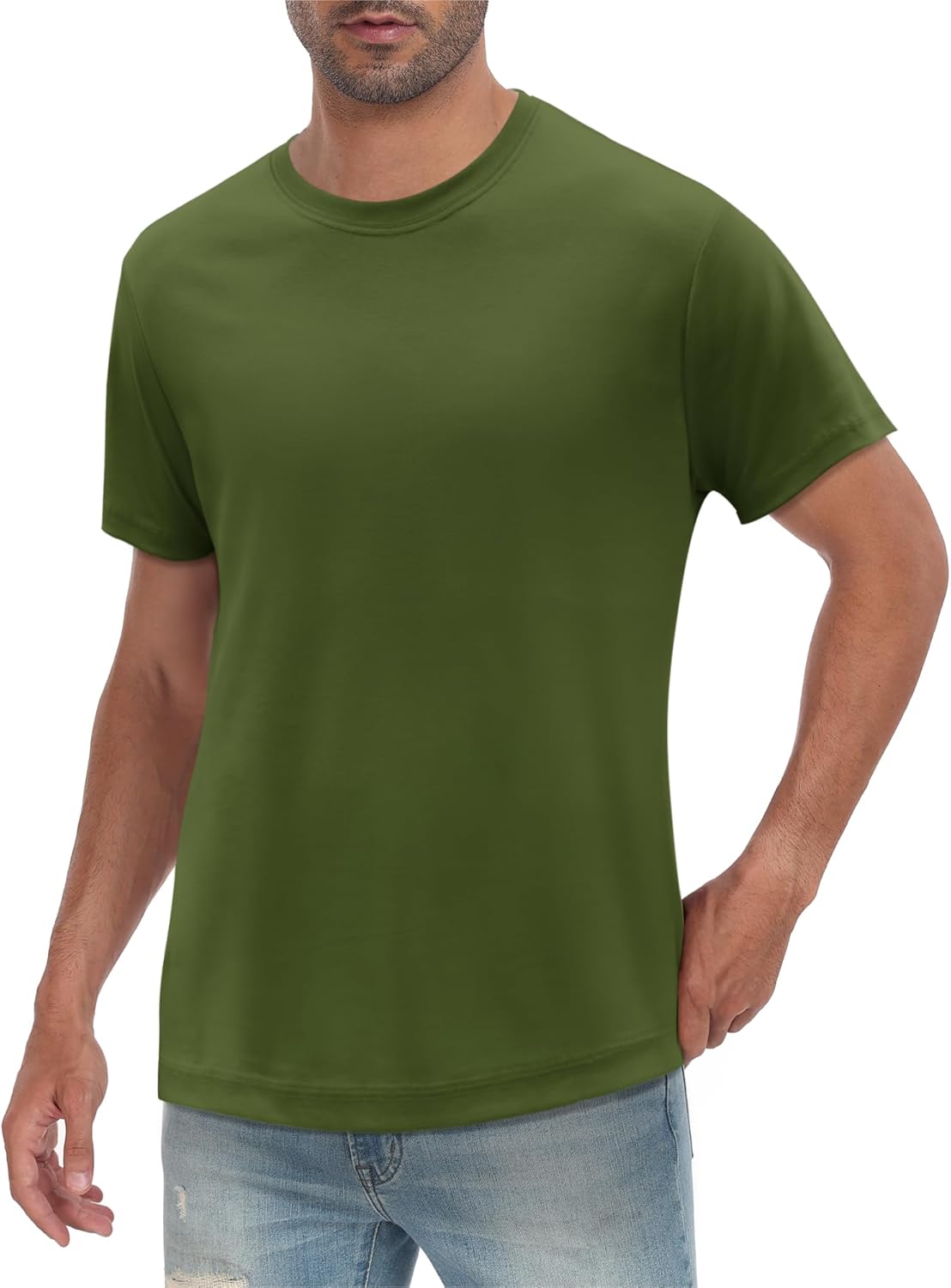 Senshomi® Men's Tech T-Shirts 100% Cotton Silky Smooth Undershirts Soft Summer Tees (TechTee Pro S) Small Hacker Green