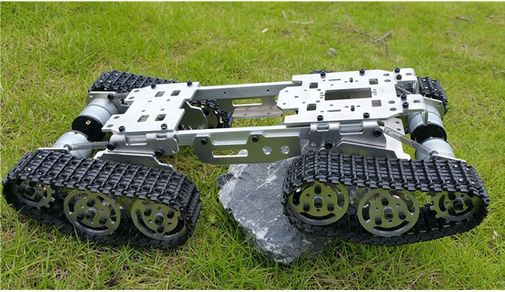 Intelligence RC Tank Mount Car Truck Robot Chassis 393mm206mm84mm CNC Alloy Body+4 Plastic Tracks + 4 Motors