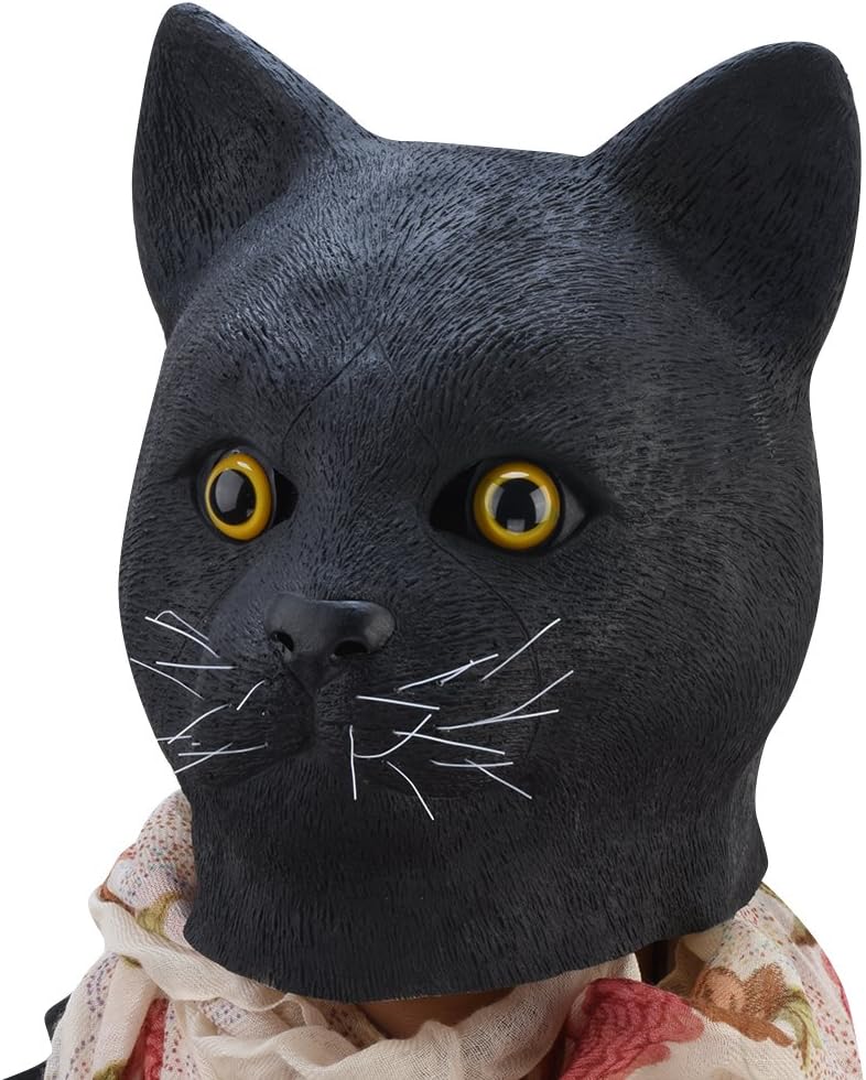 海外輸入】 黒 猫 マスク 大人用 コスプレ 動物 ネコ ハロウィン 