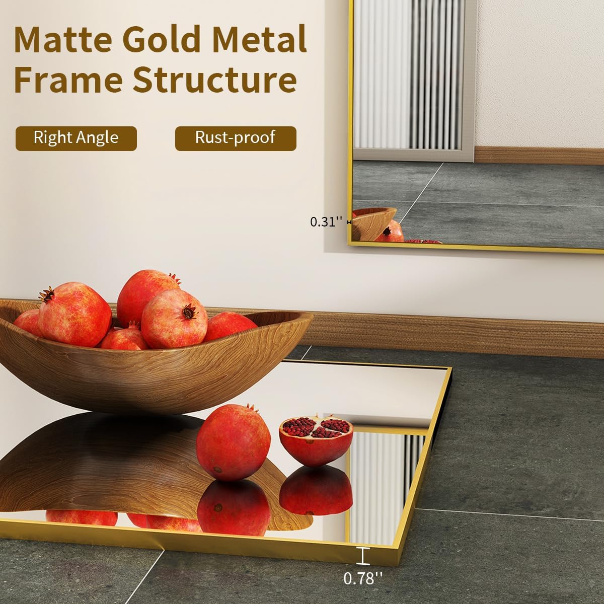 BEAUTYPEAK Wall Mirror Rectangular Bathroom Mirror with Metal Frame, Hangs Horizontal or Vertical for Living Room Bedroom Bathroom Entryway