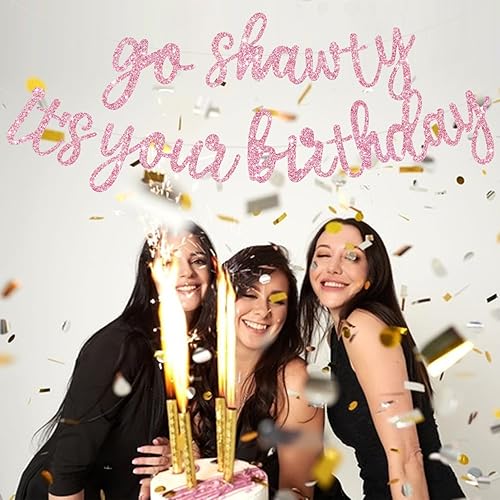 Miniatura 29 de BEISHIDA Cartel Purple Go Shawty It's Your Birthday - No DIY - Cartel de feliz cumpleaños con purpurina con temática de hip hop, pre-encordado