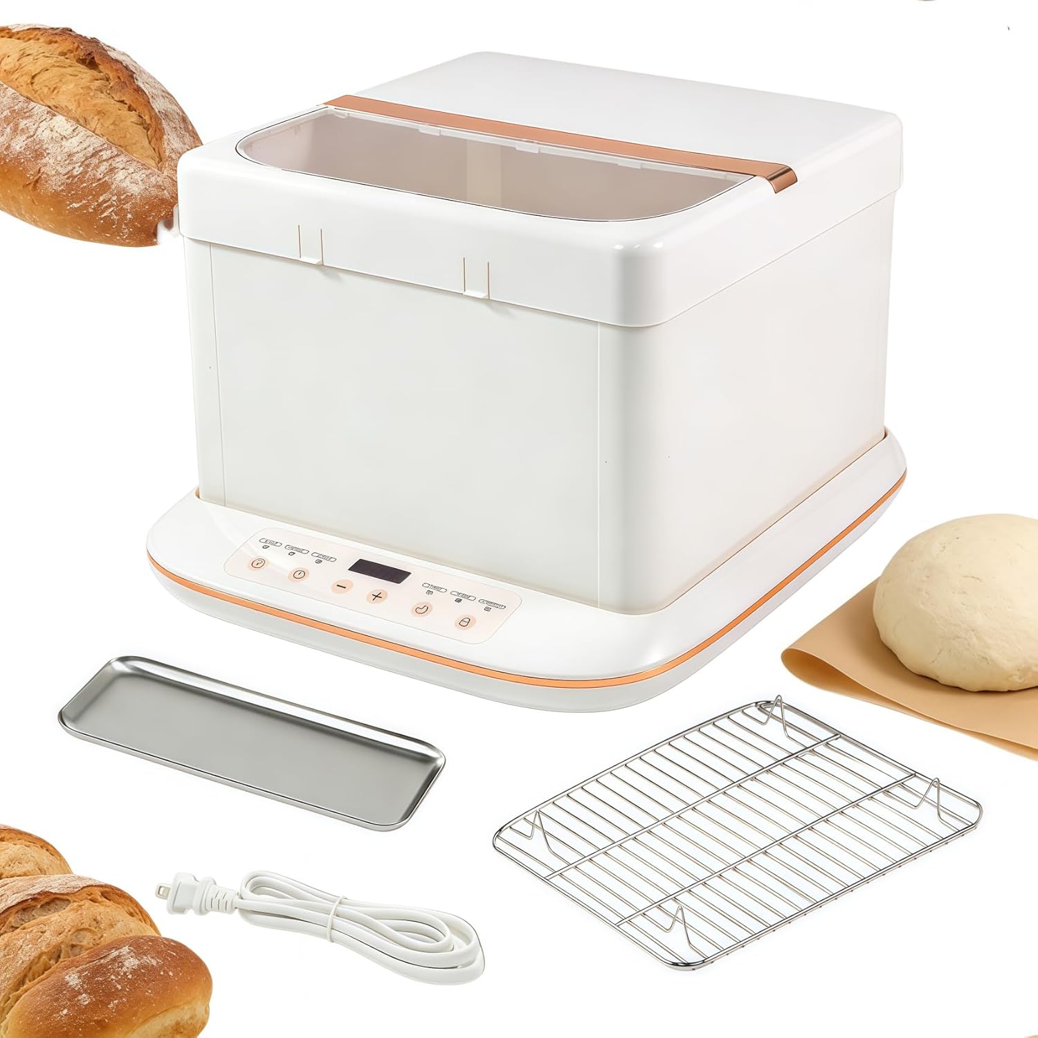 Folding Proofer & Slow Cooker, 30-250℉ Temp Control with 24H Timer, Collapsible Dough Fermentation Box, Space Saving Sourdough Starter Warmer Kit for Bread Pizza Dough Yogurt Home Baking