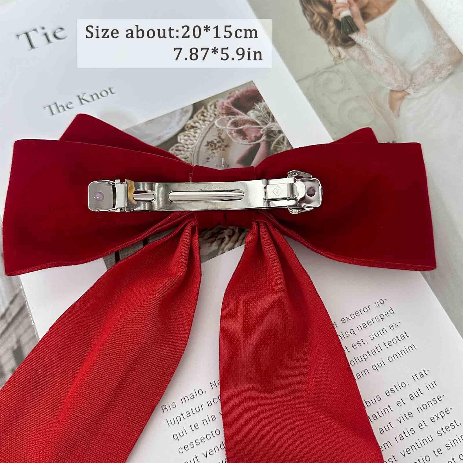 Amazon.com : Long Velvet Hair Bow Red Bow Hair Clips Ribbon Velvet