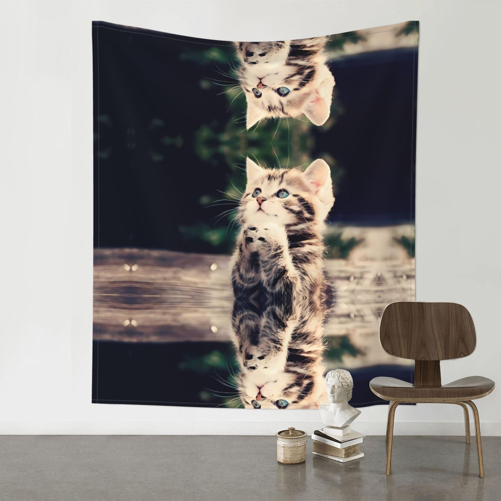 YYHHAOFA Cat Prints 60x51in Wall Tapestry – Durable Polyester Throw for Dorm, Beach, & Home Decor