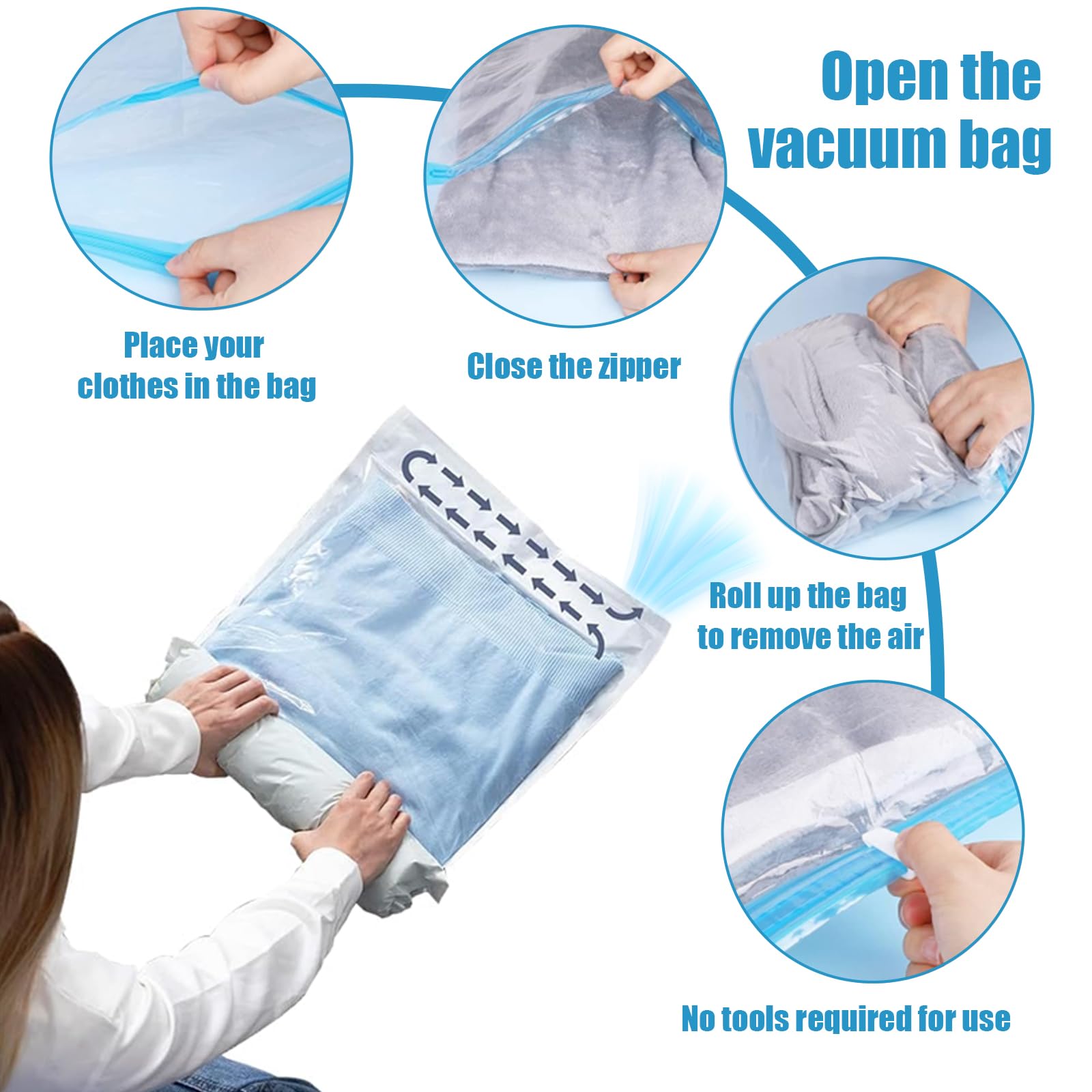 8 Pièces Sac Aspirant Rangement Vetement Voyages Réutilisable, 4