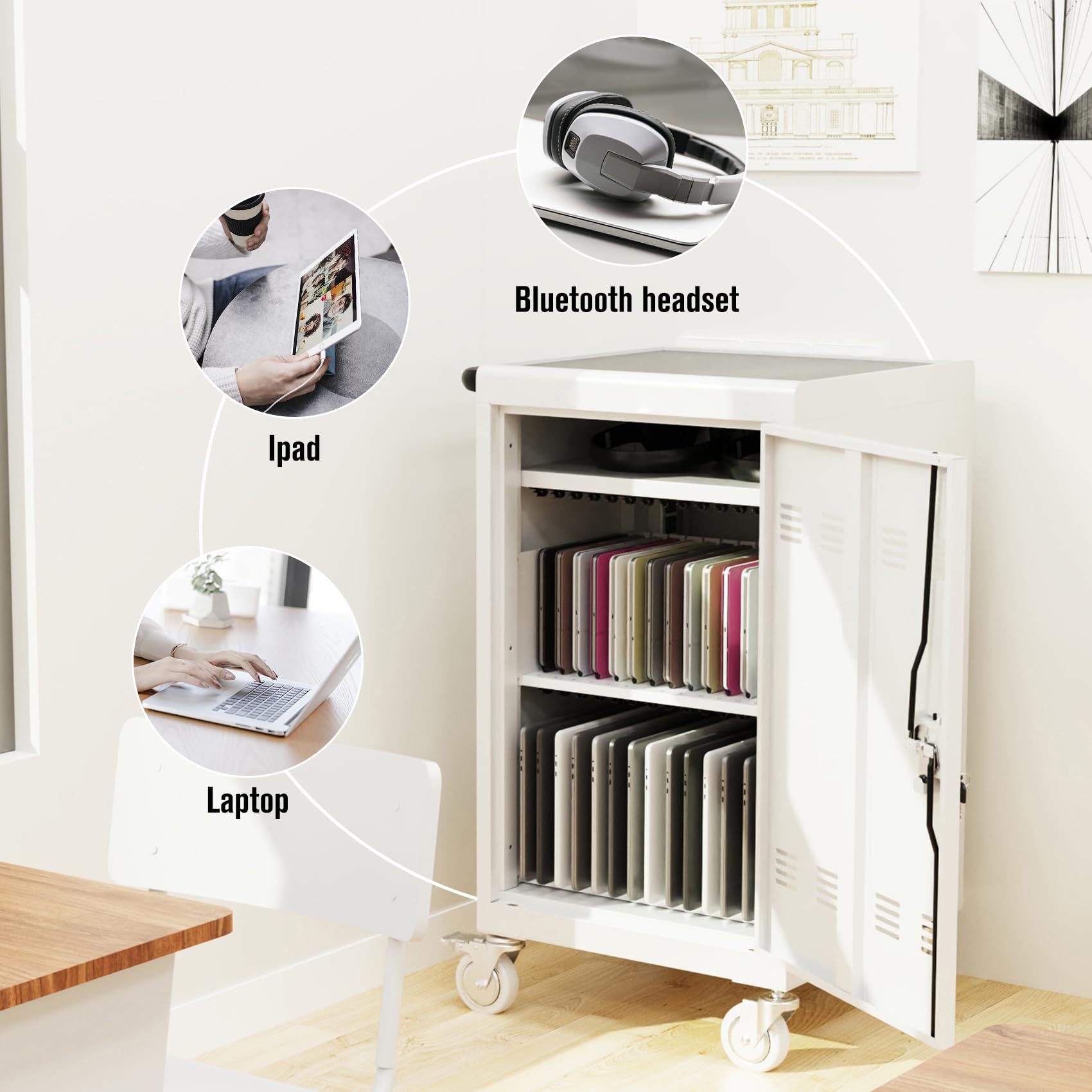 Mobile Rack Locking Mobile Locking Laptop Storage Mobile Charging & Storage Cart For 30