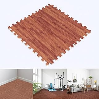 Careopeta Wood Grain Puzzle Floor Mat Eva Foam Interlocking Tiles for Flooring Protective Wooden Floor Mats for Home (1, B...