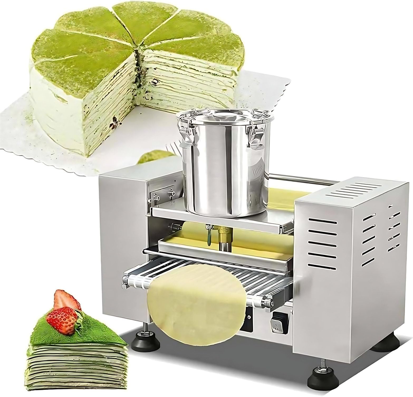 Machine Automatique à Pâte à Gâteau, Crêpière Professionnelle Et Machine à Mille-Feuilles, Diamètre Des Crêpes :15/20cm, épaisseur : 0,4 à 1,2 mm, 100 à 350 crêpes/Heure, Pour Gâteaux Et Tortillas 8In