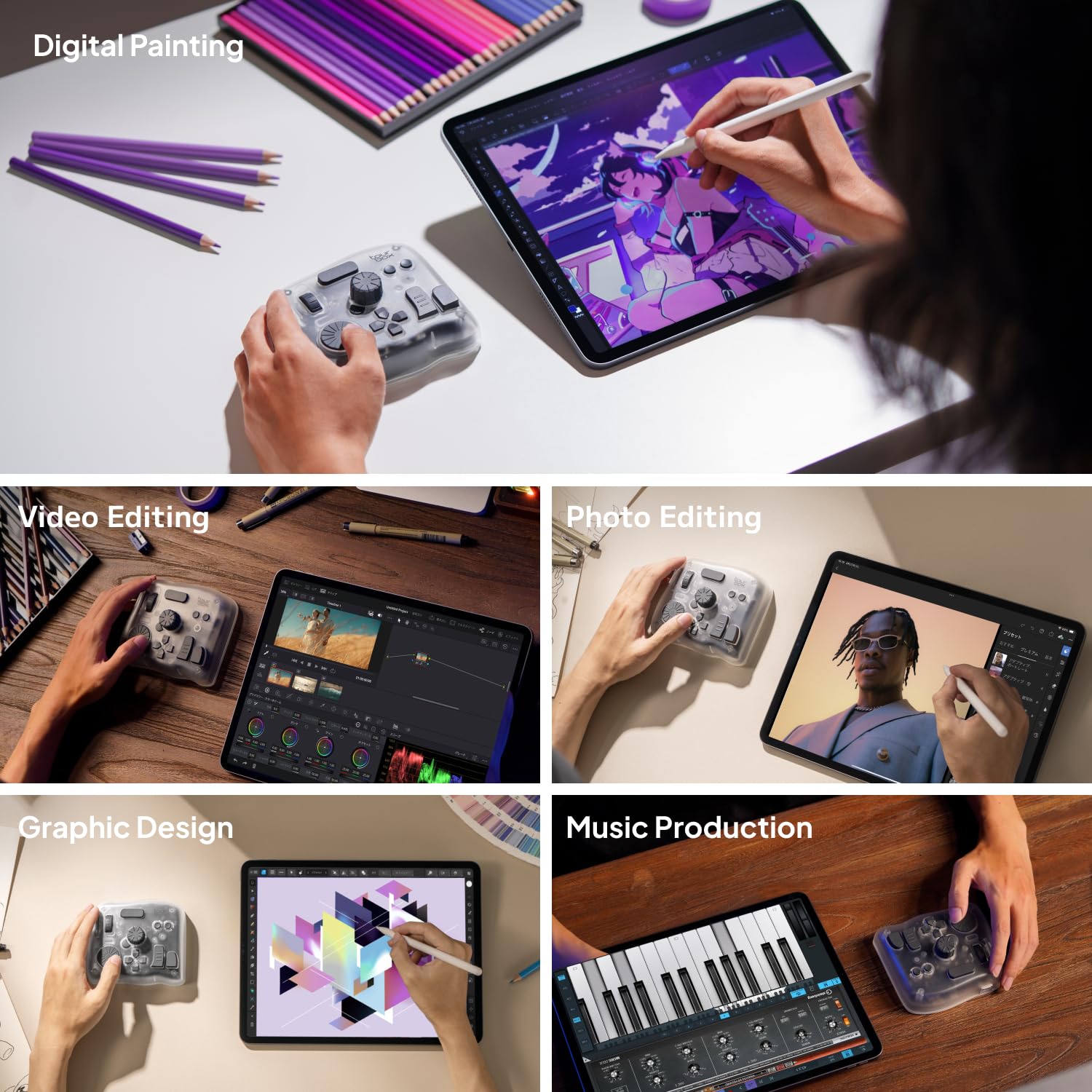 TourBox Elite Plus - iPad Disegno, Controller Bluetooth per Montaggio Video Fotografico, Console Creativa iPad/Mac/Windows, Tastiera Programmabile per Procreate, Lightroom, Photoshop, DaVinci -Bundle