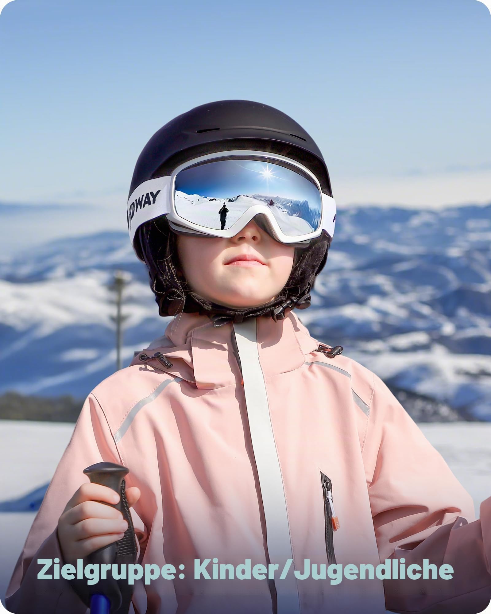 Findway Skibrille Kinder,Ski Snowboard Brille Brillenträger Snowboardbrille Schneebrille Verspiegelt für Junior Jungen Mädchen Teenager 5-16 Jahre - OTG 100% Anti-UV Anti-Fog
