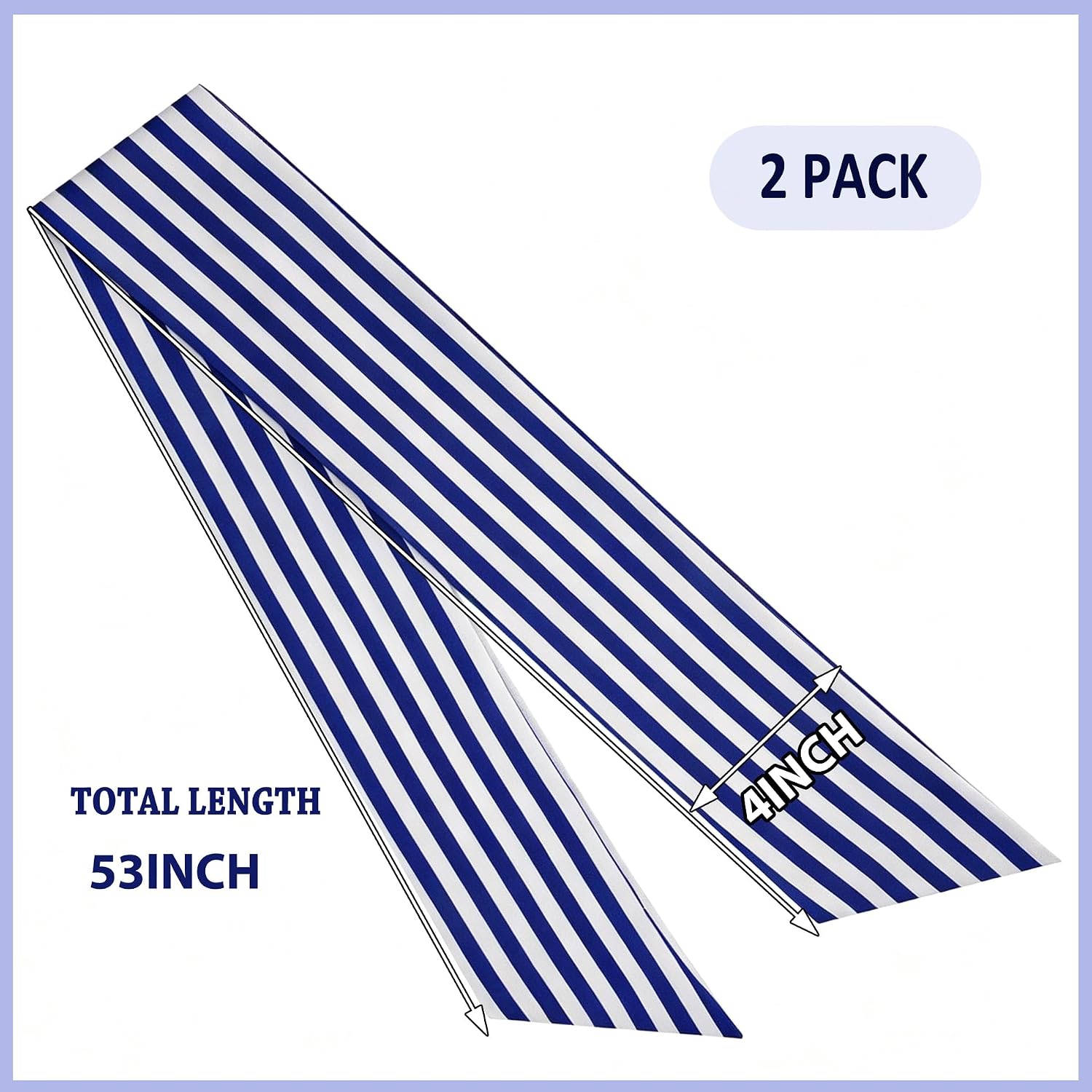 LeLehome Wreath Sash for Front Door - 2 PCS Sashes Linen Garland Ribbon Bow Wreath Accessories for DIY Farmhouse Christmas Thanksgiving Wedding Decoration Blue White Stripes